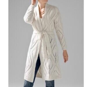 WHBM LS Cozy Stitch Cover-Up  Ivory - NWT